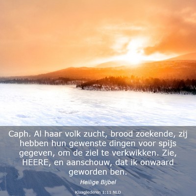 Picture 03 - Klaagliederen 1:11 NLD - Caph. Al haar volk zucht, brood zoekende, zij - Bible Verse Picture