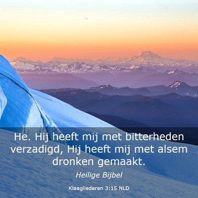 Picture 03 - Klaagliederen 3:15 NLD - He. Hij heeft mij met bitterheden verzadigd, Hij - Bible Verse Picture