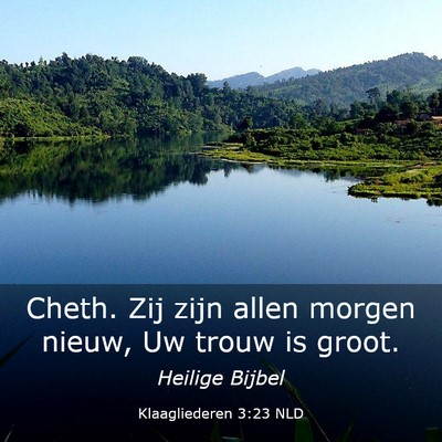 Picture 03 - Klaagliederen 3:23 NLD - Cheth. Zij zijn allen morgen nieuw, Uw trouw is - Bible Verse Picture