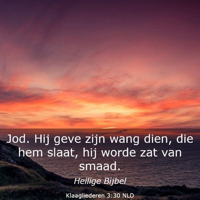 Picture 03 - Klaagliederen 3:30 NLD - Jod. Hij geve zijn wang dien, die hem slaat, hij - Bible Verse Picture