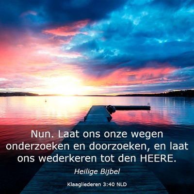 Picture 03 - Klaagliederen 3:40 NLD - Nun. Laat ons onze wegen onderzoeken en - Bible Verse Picture