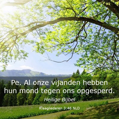 Picture 03 - Klaagliederen 3:46 NLD - Pe. Al onze vijanden hebben hun mond tegen ons - Bible Verse Picture