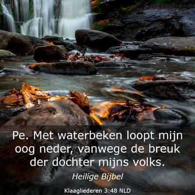 Picture 03 - Klaagliederen 3:48 NLD - Pe. Met waterbeken loopt mijn oog neder, vanwege - Bible Verse Picture