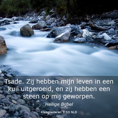 Picture 03 - Klaagliederen 3:53 NLD - Tsade. Zij hebben mijn leven in een kuil - Bible Verse Picture