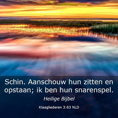 Picture 03 - Klaagliederen 3:63 NLD - Schin. Aanschouw hun zitten en opstaan; ik ben - Bible Verse Picture
