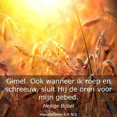 Picture 03 - Klaagliederen 3:8 NLD - Gimel. Ook wanneer ik roep en schreeuw, sluit Hij - Bible Verse Picture