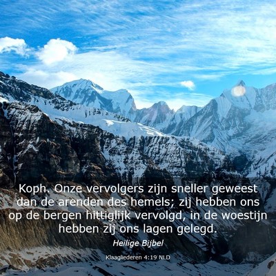 Picture 03 - Klaagliederen 4:19 NLD - Koph. Onze vervolgers zijn sneller geweest dan de - Bible Verse Picture