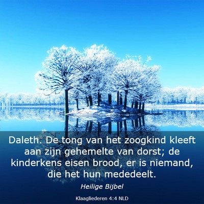 Picture 03 - Klaagliederen 4:4 NLD - Daleth. De tong van het zoogkind kleeft aan zijn - Bible Verse Picture