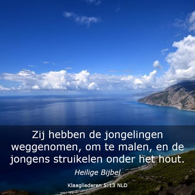 Picture 03 - Klaagliederen 5:13 NLD - Zij hebben de jongelingen weggenomen, om te - Bible Verse Picture