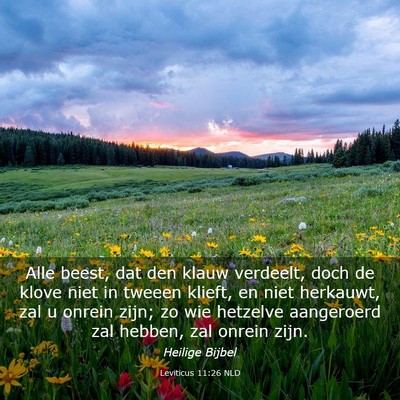 Picture 03 - Leviticus 11:26 NLD - Alle beest, dat den klauw verdeelt, doch de klove - Bible Verse Picture