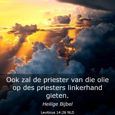 Picture 03 - Leviticus 14:26 NLD - Ook zal de priester van die olie op des priesters - Bible Verse Picture