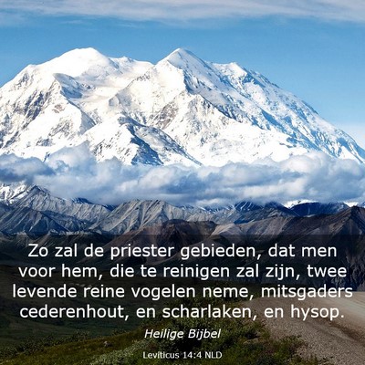 Picture 03 - Leviticus 14:4 NLD - Zo zal de priester gebieden, dat men voor hem, - Bible Verse Picture