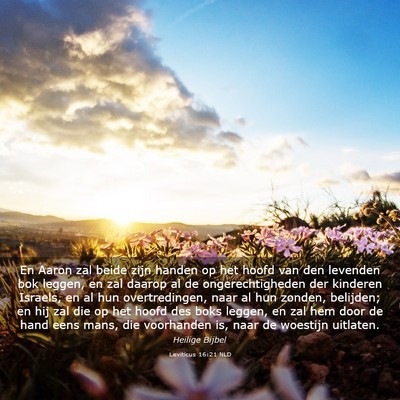 Picture 03 - Leviticus 16:21 NLD - En Aaron zal beide zijn handen op het hoofd van - Bible Verse Picture