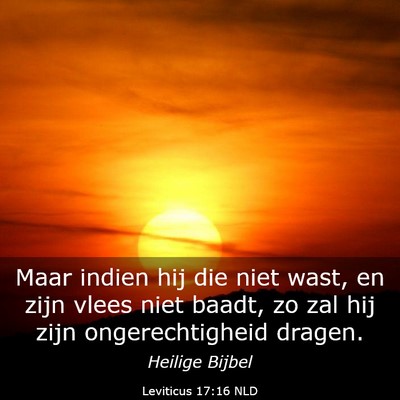 Picture 03 - Leviticus 17:16 NLD - Maar indien hij die niet wast, en zijn vlees niet - Bible Verse Picture