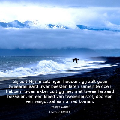 Picture 03 - Leviticus 19:19 NLD - Gij zult Mijn inzettingen houden; gij zult geen - Bible Verse Picture