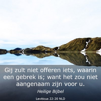 Picture 03 - Leviticus 22:20 NLD - Gij zult niet offeren iets, waarin een gebrek is; - Bible Verse Picture