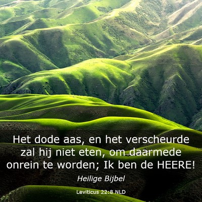 Picture 03 - Leviticus 22:8 NLD - Het dode aas, en het verscheurde zal hij niet - Bible Verse Picture