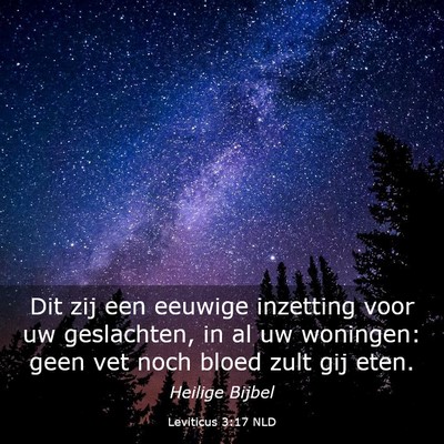 Picture 03 - Leviticus 3:17 NLD - Dit zij een eeuwige inzetting voor uw geslachten, - Bible Verse Picture