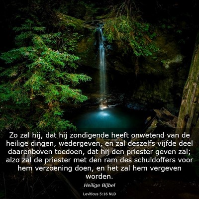 Picture 03 - Leviticus 5:16 NLD - Zo zal hij, dat hij zondigende heeft onwetend van - Bible Verse Picture