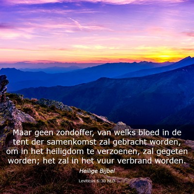 Picture 03 - Leviticus 6:30 NLD - Maar geen zondoffer, van welks bloed in de tent - Bible Verse Picture