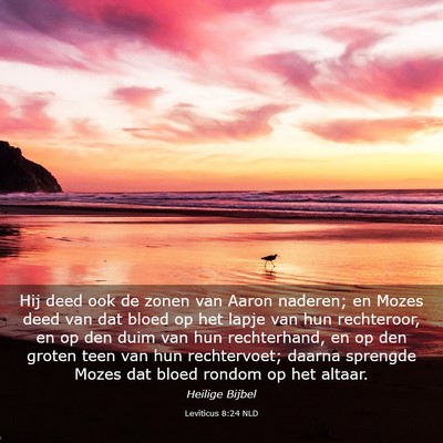 Picture 03 - Leviticus 8:24 NLD - Hij deed ook de zonen van Aaron naderen; en Mozes - Bible Verse Picture