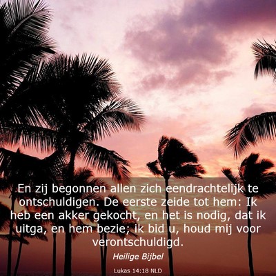Picture 03 - Lukas 14:18 NLD - En zij begonnen allen zich eendrachtelijk te - Bible Verse Picture
