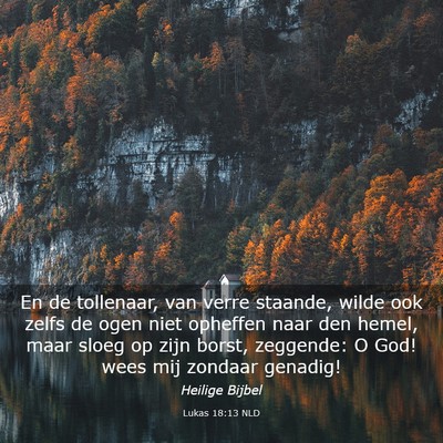 Picture 03 - Lukas 18:13 NLD - En de tollenaar, van verre staande, wilde ook - Bible Verse Picture