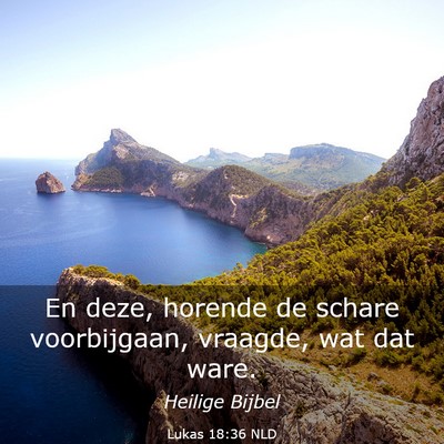 Picture 03 - Lukas 18:36 NLD - En deze, horende de schare voorbijgaan, vraagde, - Bible Verse Picture