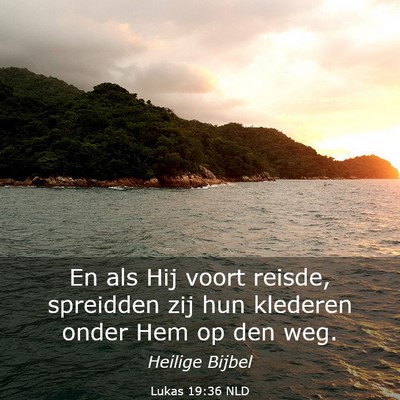 Picture 03 - Lukas 19:36 NLD - En als Hij voort reisde, spreidden zij hun - Bible Verse Picture