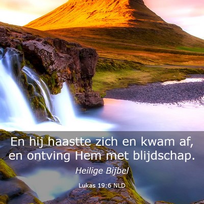 Picture 03 - Lukas 19:6 NLD - En hij haastte zich en kwam af, en ontving Hem - Bible Verse Picture