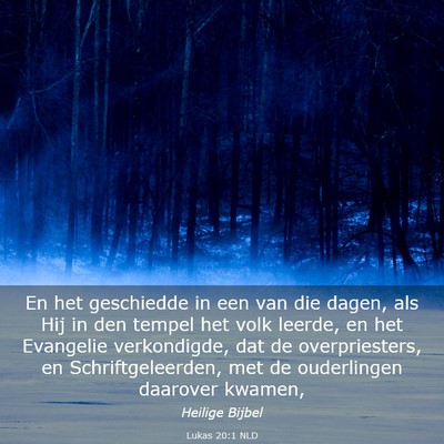 Picture 03 - Lukas 20:1 NLD - En het geschiedde in een van die dagen, als Hij - Bible Verse Picture