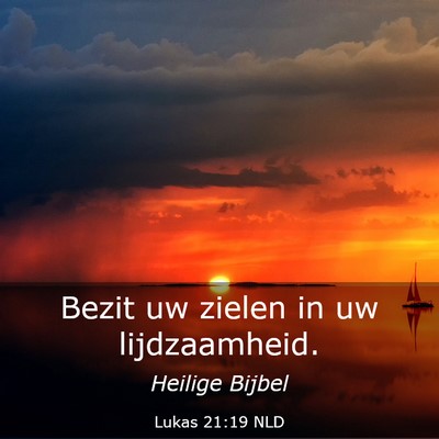 Picture 03 - Lukas 21:19 NLD - Bezit uw zielen in uw - Bible Verse Picture