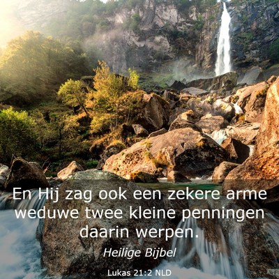 Picture 03 - Lukas 21:2 NLD - En Hij zag ook een zekere arme weduwe twee kleine - Bible Verse Picture