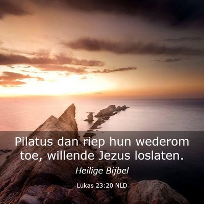 Picture 03 - Lukas 23:20 NLD - Pilatus dan riep hun wederom toe, willende Jezus - Bible Verse Picture