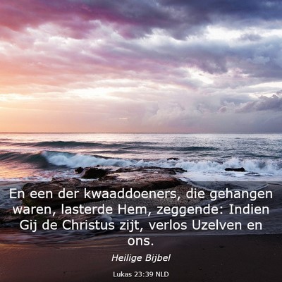 Picture 03 - Lukas 23:39 NLD - En een der kwaaddoeners, die gehangen waren, - Bible Verse Picture