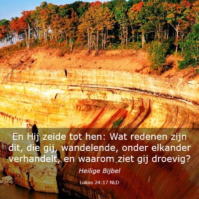 Picture 03 - Lukas 24:17 NLD - En Hij zeide tot hen: Wat redenen zijn dit, die - Bible Verse Picture