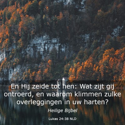 Picture 03 - Lukas 24:38 NLD - En Hij zeide tot hen: Wat zijt gij ontroerd, en - Bible Verse Picture