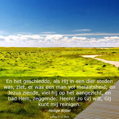Picture 03 - Lukas 5:12 NLD - En het geschiedde, als Hij in een dier steden - Bible Verse Picture