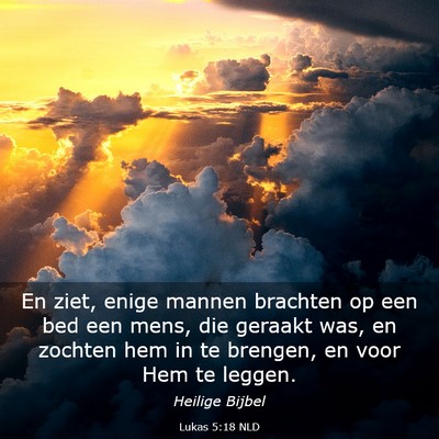 Picture 03 - Lukas 5:18 NLD - En ziet, enige mannen brachten op een bed een - Bible Verse Picture
