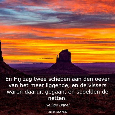 Picture 03 - Lukas 5:2 NLD - En Hij zag twee schepen aan den oever van het - Bible Verse Picture