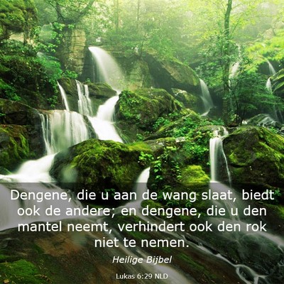 Picture 03 - Lukas 6:29 NLD - Dengene, die u aan de wang slaat, biedt ook de - Bible Verse Picture