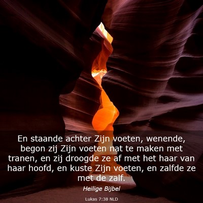 Picture 03 - Lukas 7:38 NLD - En staande achter Zijn voeten, wenende, begon zij - Bible Verse Picture