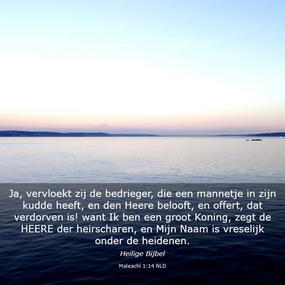 Picture 03 - Maleachi 1:14 NLD - Ja, vervloekt zij de bedrieger, die een mannetje - Bible Verse Picture