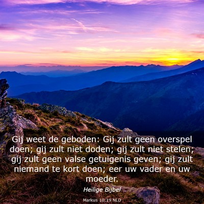 Picture 03 - Markus 10:19 NLD - Gij weet de geboden: Gij zult geen overspel doen; - Bible Verse Picture