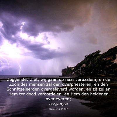 Picture 03 - Markus 10:33 NLD - Zeggende: Ziet, wij gaan op naar Jeruzalem, en de - Bible Verse Picture