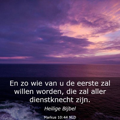 Picture 03 - Markus 10:44 NLD - En zo wie van u de eerste zal willen worden, die - Bible Verse Picture