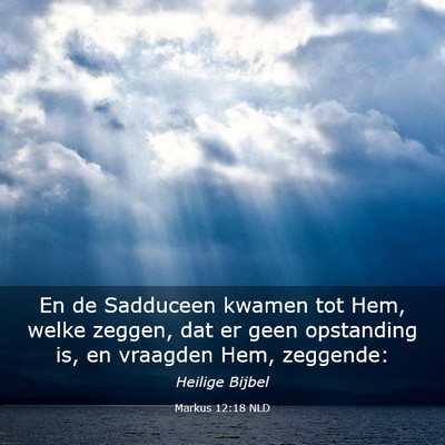 Picture 03 - Markus 12:18 NLD - En de Sadduceen kwamen tot Hem, welke zeggen, dat - Bible Verse Picture