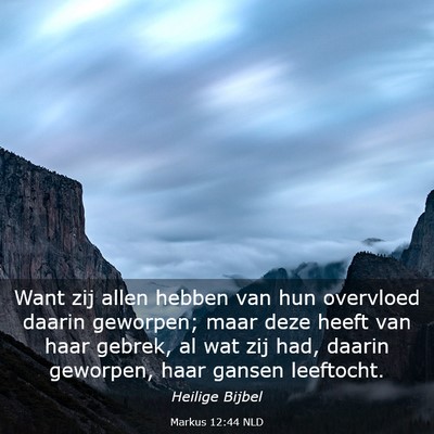 Picture 03 - Markus 12:44 NLD - Want zij allen hebben van hun overvloed daarin - Bible Verse Picture