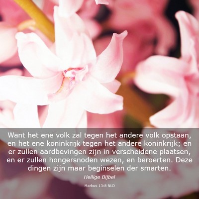 Picture 03 - Markus 13:8 NLD - Want het ene volk zal tegen het andere volk - Bible Verse Picture