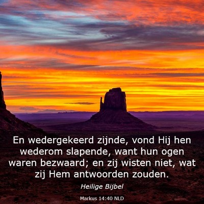 Picture 03 - Markus 14:40 NLD - En wedergekeerd zijnde, vond Hij hen wederom - Bible Verse Picture